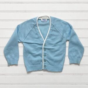 VINTAGE EUC Classic Boys Powder Blue Acrylic V Neck  Heirloom Cardigan Sweater